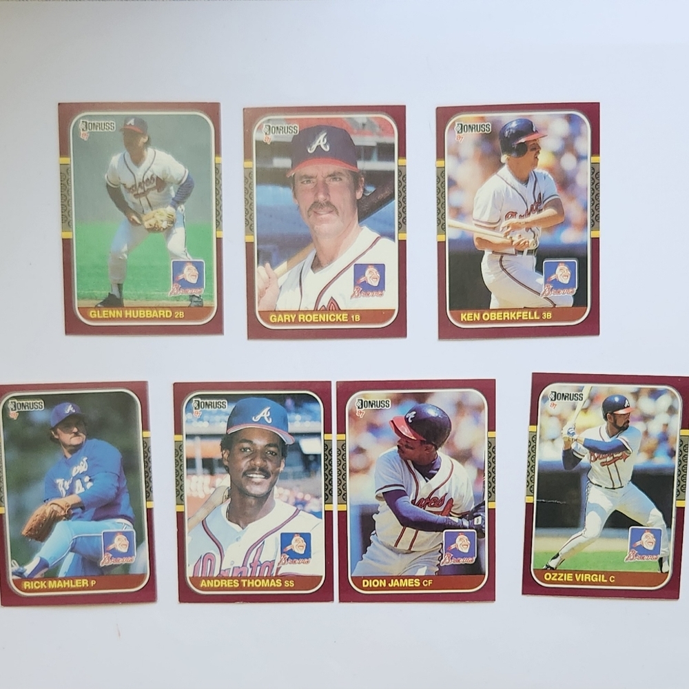 1987 Leaf Inc DONRUSS '87 007 Atlanta Braves Baseball Cards Lot